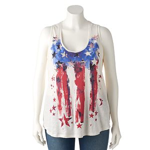 Plus Size Rock & Republic® Embellished Stars & Stripes Tank