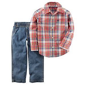 Toddler Boy Carter's Plaid Shirt & Jeans Set