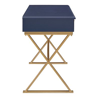 Linon Gold Finish 2-Drawer Desk