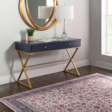 Linon Gold Finish 2-Drawer Desk