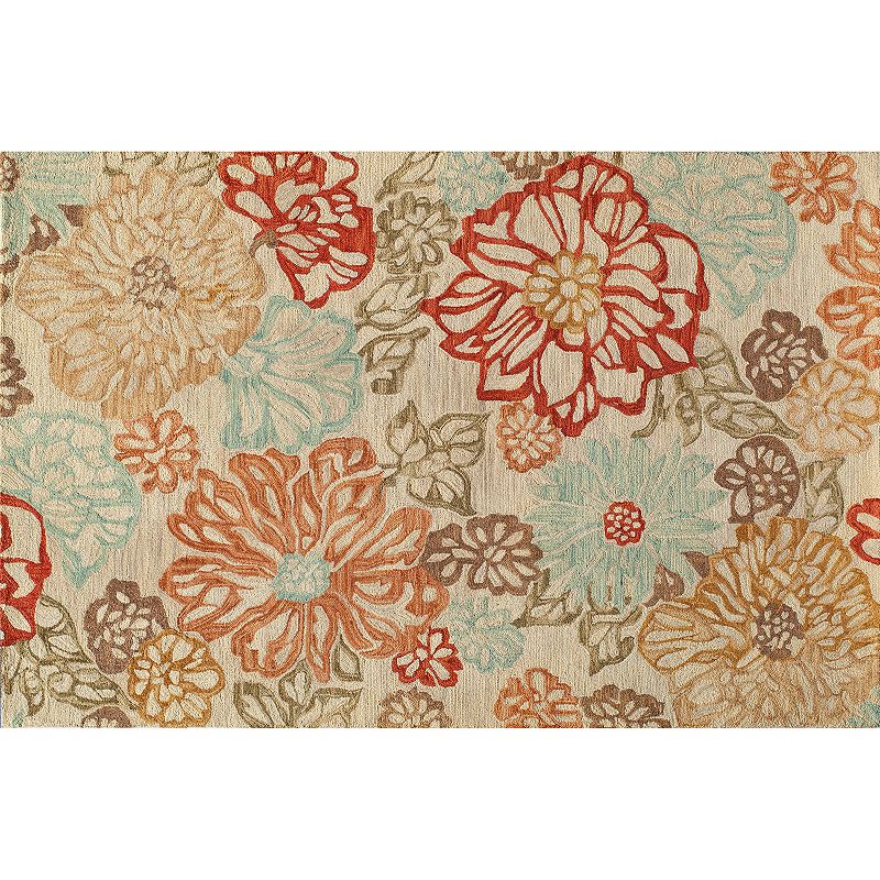 Momeni Tangier Lucienne Floral Wool Rug, Lt Beige, 7.5X9.5 Ft