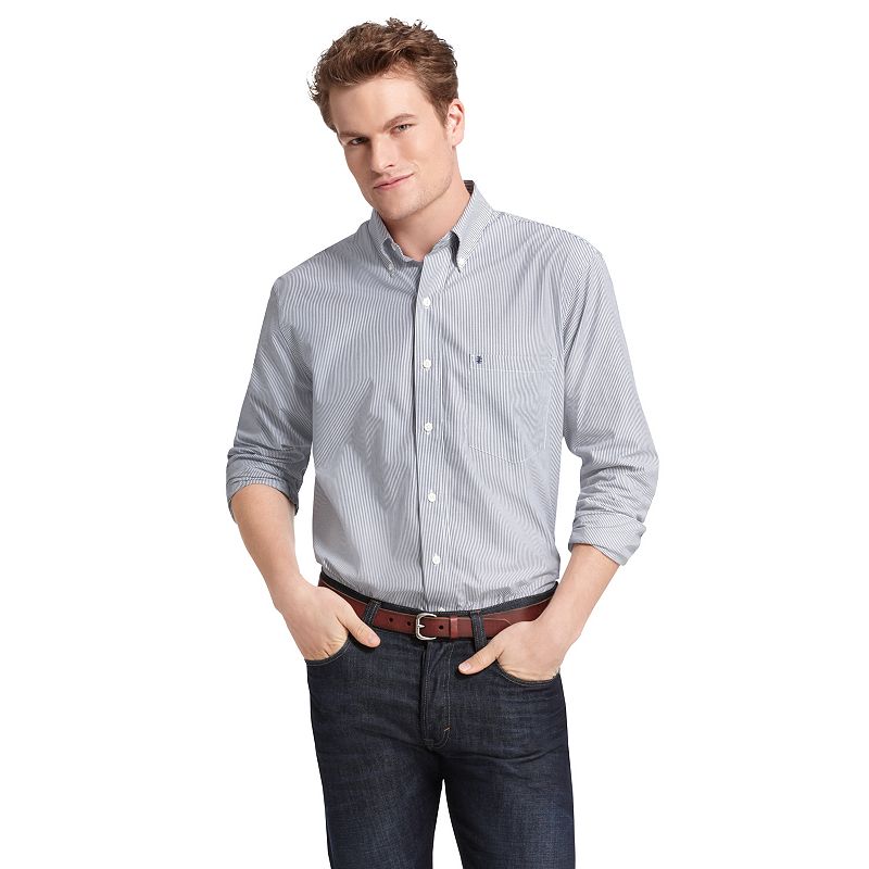 UPC 719240780381 product image for Men's IZOD Striped Casual Button-Down Shirt, Size: Medium, Blue | upcitemdb.com