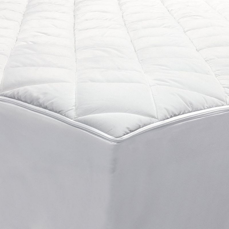 Allerease 2-in-1 Zippered Mattress Protector & Luxury Mattress Pad, White, 