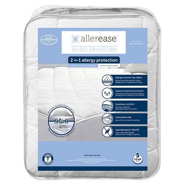 Allerease 2in1 Zippered Mattress Protector & Luxury Mattress Pad