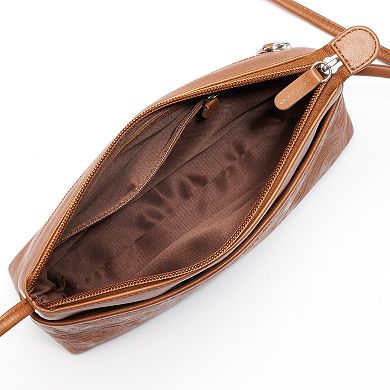 ili Floral Embossed Leather Crossbody Bag