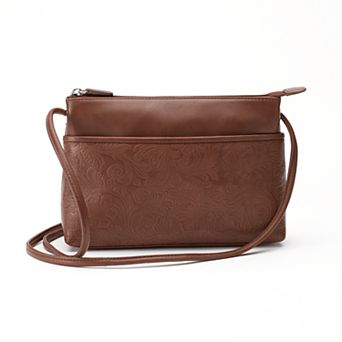 ili Floral Embossed Leather Crossbody Bag