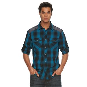 Big & Tall Rock & Republic Military Plaid Button-Front Shirt