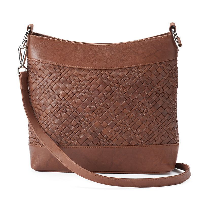 ili Woven Leather Hobo, Brown