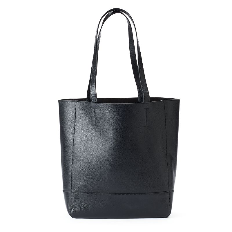 ili Market Leather Tote, Black