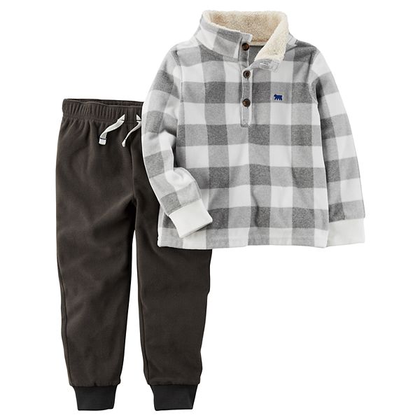 Carters Toddler Boys Cozy Fleece Pullover & Pants set Red Black Choose size 
