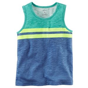 Toddler Boy Carter's Slubbed Colorblock Striped Pocket Tank Top