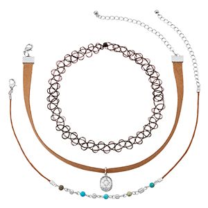 Mudd® Cord & Tattoo Choker Necklace Set