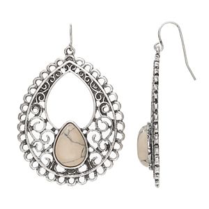 Mudd® Marbled Cabochon Filigree Nickel Free Teardrop Earrings