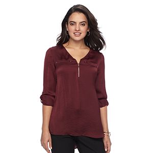 Women's Apt. 9® Zipper Accent Satin Top