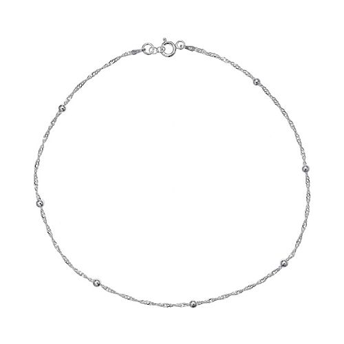 PRIMROSE Sterling Silver Beaded Singapore Chain Bracelet
