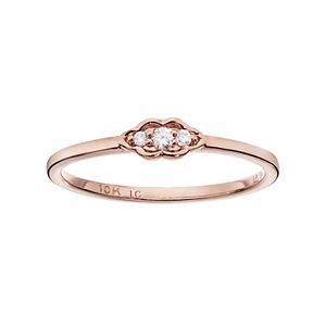 LC Lauren Conrad 10k Rose Gold Diamond Accent 3-Stone Leaf Ring