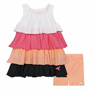 Baby Girl Burt's Bees Baby Colorblock Tiered Dress & Bike Shorts Set