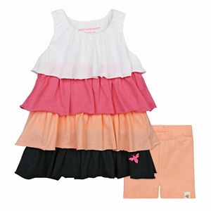 Baby Girl Burt's Bees Baby Colorblock Tiered Dress & Bike Shorts Set!