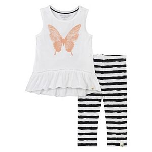 Baby Girl Burt's Bees Baby Butterfly Tunic & Striped Capri Leggings Set