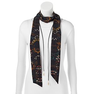 Mudd® Floral Skinny Scarf & Feather Lariat Necklace Set