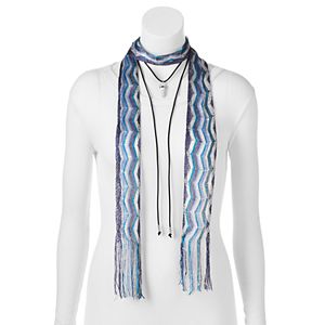 Mudd® Zigzag Skinny Scarf & Simulated Howlite Lariat Necklace Set