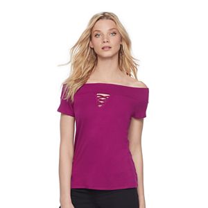 Women's Rock & Republic® Off-the-Shoulder Keyhole Tee