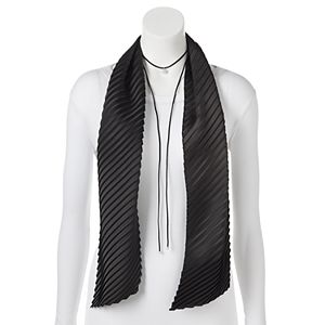 Mudd® Pleated Skinny Scarf & Simulated Pearl Lariat Necklace Set