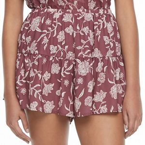 Juniors' Mason & Belle Floral Shortie Shorts
