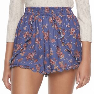 Juniors' Mason & Belle Floral Petal Hem Shortie Shorts