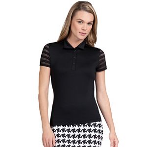 Women's Tail Jules Convertible Collar Mesh-Sleeve Knit Golf Top