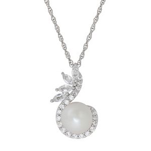 Simply Vera Vera Wang Sterling Silver Dyed Freshwater Cultured Pearl & Lab-Created White Sapphire Swirl Pendant