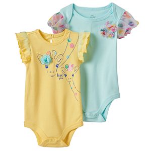 Baby Girl Baby Starters 2-pk. Giraffe Graphic & Polka-Dot Tulle Bodysuits