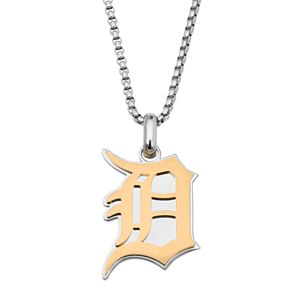 Two Tone Stainless Steel Men's Detroit Tigers Pendant Necklace
