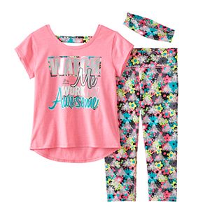 Girls 7-16 RBX High-Low Graphic Tee, Patterned Capri Leggings & Headband Set
