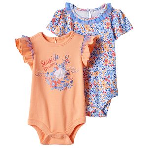 Baby Girl Baby Starters 2-pk. Graphic & Floral Bodysuits