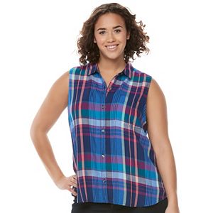 Juniors' Plus Size SO® Pleated Sleeveless Shirt