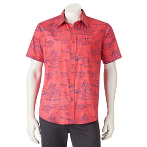 Men's Ocean Current Tropical Print Button-Down Shirt