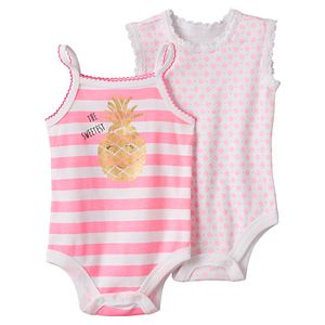 Baby Girl Baby Starters 2-pk. Pineapple Graphic & Floral Print Bodysuits