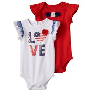 Baby Girl Baby Starters 2-pk. Patriotic Bodysuits