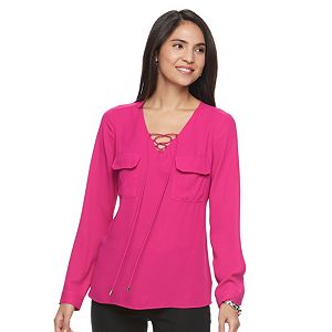 Women's Dana Buchman Lace-Up Crepe Blouse
