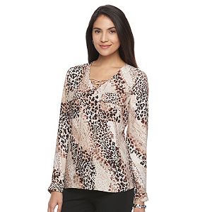 Women's Dana Buchman Lace-Up Crepe Blouse