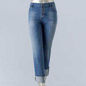 Petite Simply Vera Vera Wang Button-Fly Capri Jeans