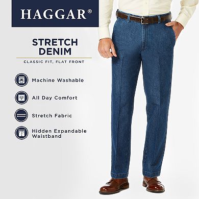 Men's Haggar Classic-Fit Stretch Expandable-Waist Flat-Front Jeans