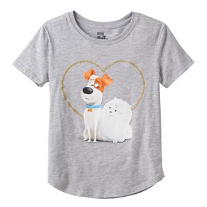 Girls Plus Size The Secret Life of Pets Max & Gidget Glitter Heart Graphic Tee