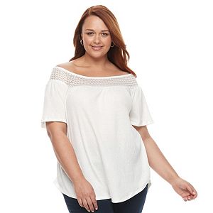 Plus Size French Laundry Off Shoulder Peasant Top