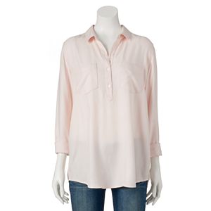 Juniors' SO® Shirttail Henley Tunic