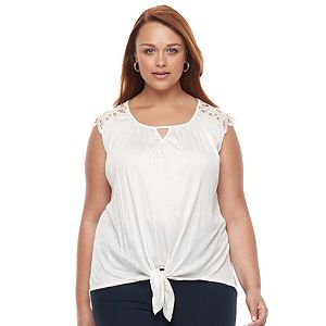 Plus Size French Laundry Crochet Hi-Low Sleeveless Top