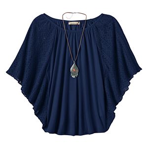 Girls Plus Size Speechless Flutter-Sleeve Top & Necklace Set
