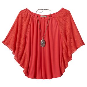 Girls Plus Size Speechless Flutter-Sleeve Top & Necklace Set