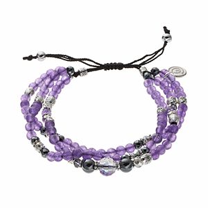 love this life Purple Agate Bead & Crystal Multi Strand Bracelet